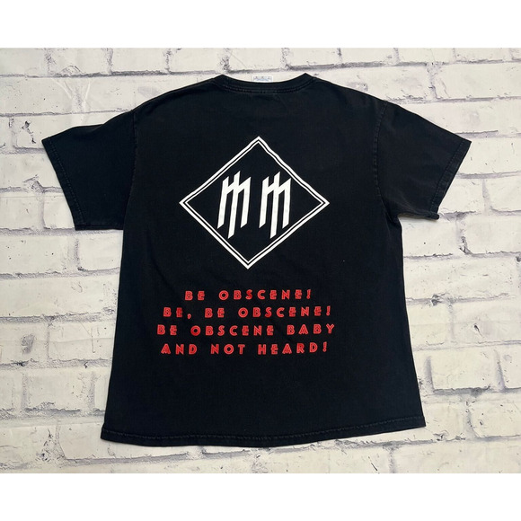 Marilyn Manson Shirt Adult Large Black MOBSCENE Rock Band Tee Goth Punk y2k - Picture 2 of 6